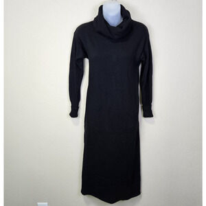 Cashmere of Scotland Dress Womens M Black Midi Maxi Long Sleeve Quiet Luxury